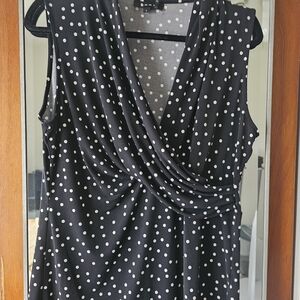 DKNY Black and White Polka Dot Top